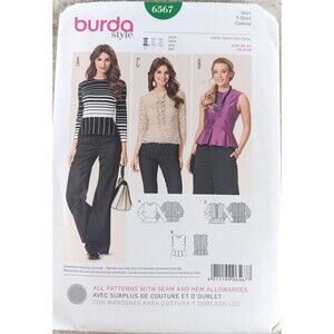 Burda Style Sewing Pattern 6567 Misses/Womens Shirt Blouse Top Sizes 8 to 18